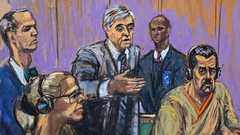Nicolás Maduro y Cilia Flores en tribunal de Nueva York durante audiencia