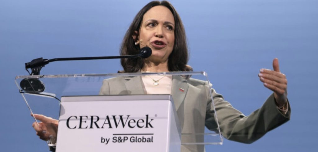 María Corina Machado CERAWeek plan energético Venezuela conferencia Houston