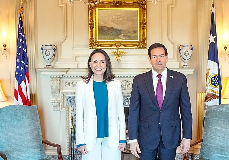 Rubio recibe a Machado en reunión sobre transición en Venezuela
