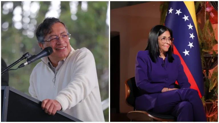 Delcy Rodríguez y Petro durante un encuentro diplomático sobre relaciones entre Venezuela y Colombia.