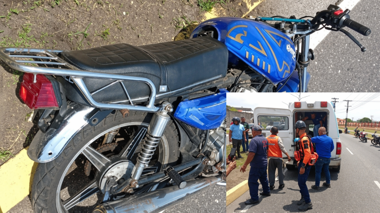 Accidente de moto en la avenida Circunvalación Sur de Acarigua donde un joven impactó contra un poste